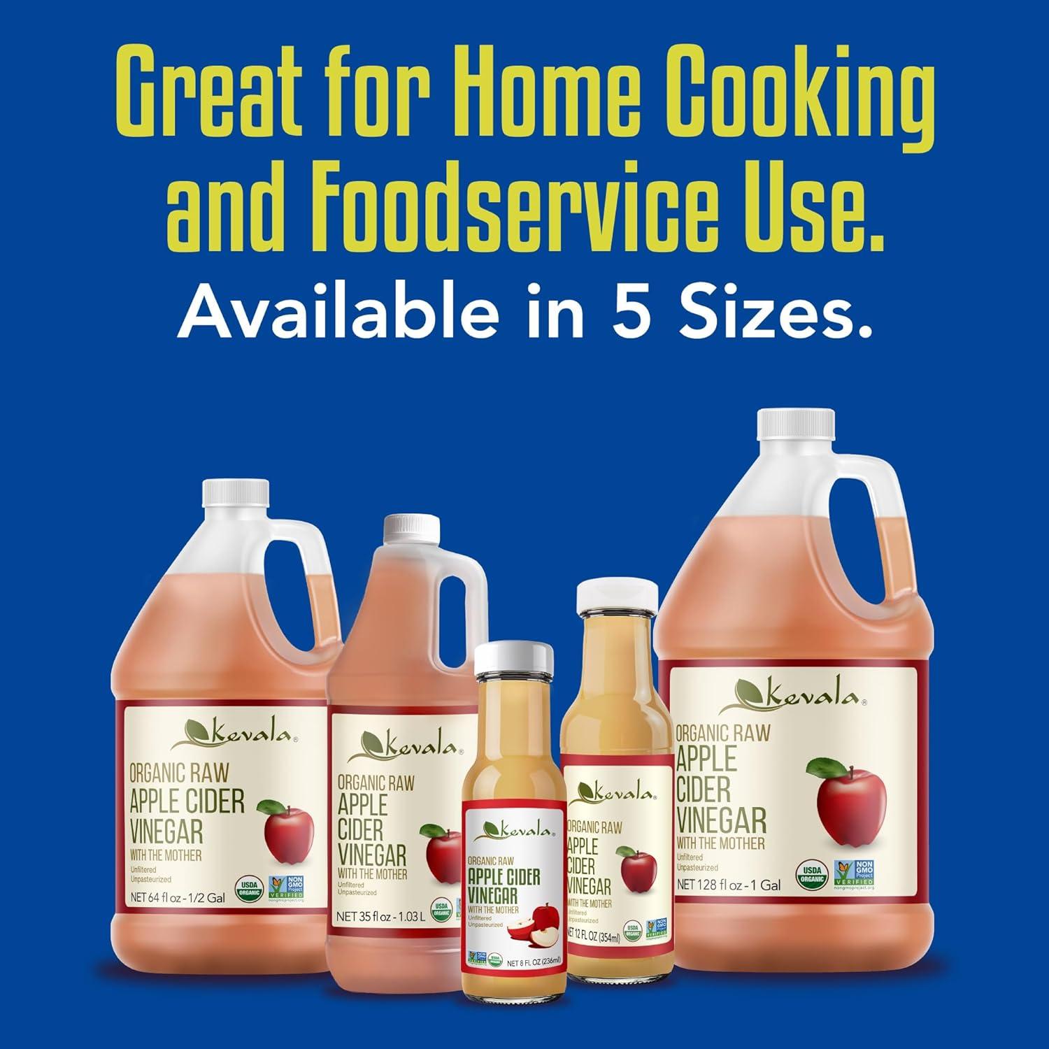 image:imageKevala Organic Raw Apple Cider Vinegar Glass Bottle Unfiltered and Unpasteurized Apple Cider Vinegar with Mother for Cooking Made with Selected Fresh Apples Ingredient for Immunity Shots 8 oz8 Fl Oz Pack of 1