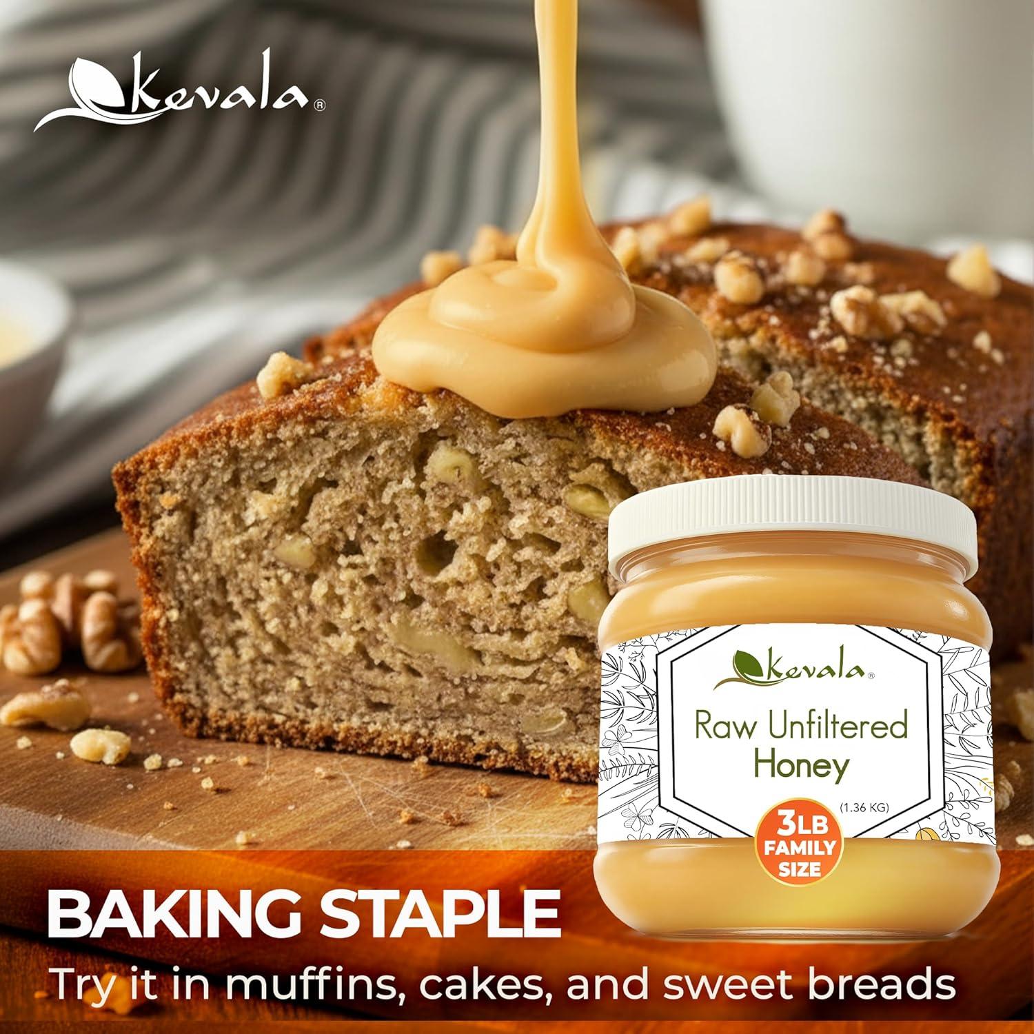 image:imageKevala Raw Unfiltered Honey Pure Honey for Daily Baking and Cooking Authentic Sweetness with no Added Sugar Deliciously Nutritious Addition to Tea and Coffee Natural Skincare Ingredient 3 lb3 Fl Oz Pack of 1