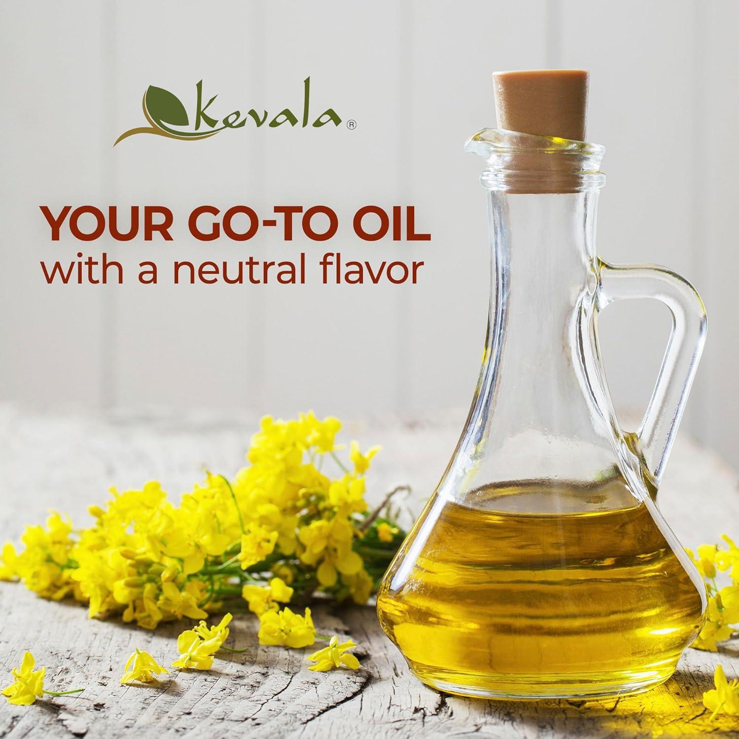 image:imagekevala Canola Oil Premium Natural Cooking and Baking Oil with Smooth Texture and Light Flavor Delicate Base for Salad Dressing and Dips No Pesticides or Preservatives Used 64 fl oz 12 gal
