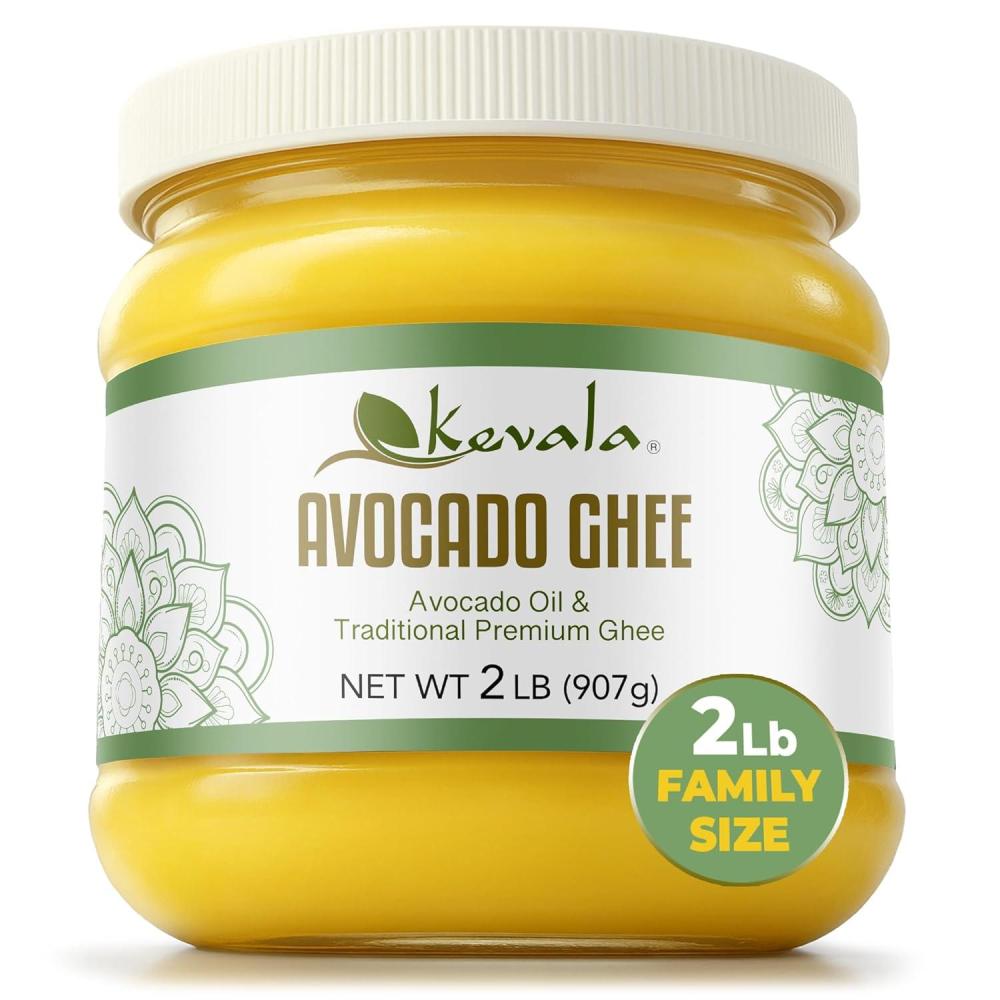 image:imageKevala Avocado Ghee  Made with Grass Fed Cows Milk Blend of ColdPressed Avocado Oil and Ghee Unsalted Spread for Toast and Wraps with no Preservatives Great for Keto and LowCarb Diets 176 oz2 Pound Pack of 1