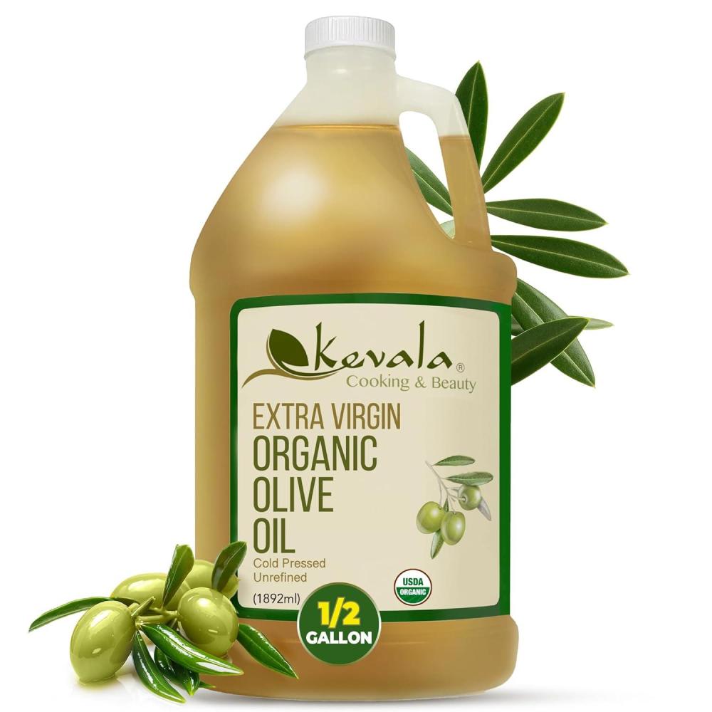 image:imageKevala Extra Virgin Organic Olive Oil Unrefined Cooking Oil Cold Pressed and with no Preservatives Made with Carefully Selected Fresh Olives Natural Kitchen Pantry Essential Easy Storage 64 oz