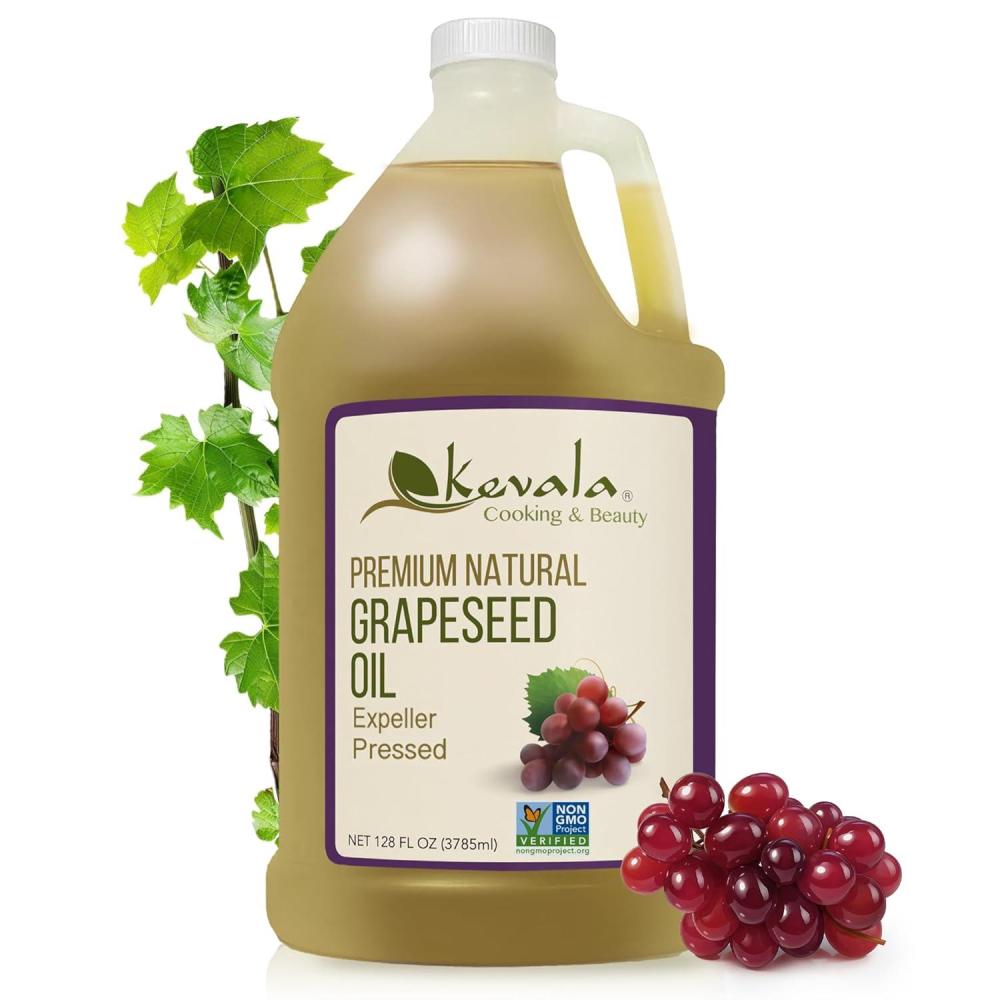 image:imageKevala Grapeseed Oil NonGMO Expeller Pressed Grape Seed Oil for Cooking Rich in Antioxidants Skincare amp Hair Multipurpose Beauty Oil High Smoke Point Oil 128 Fl Oz 1Pack