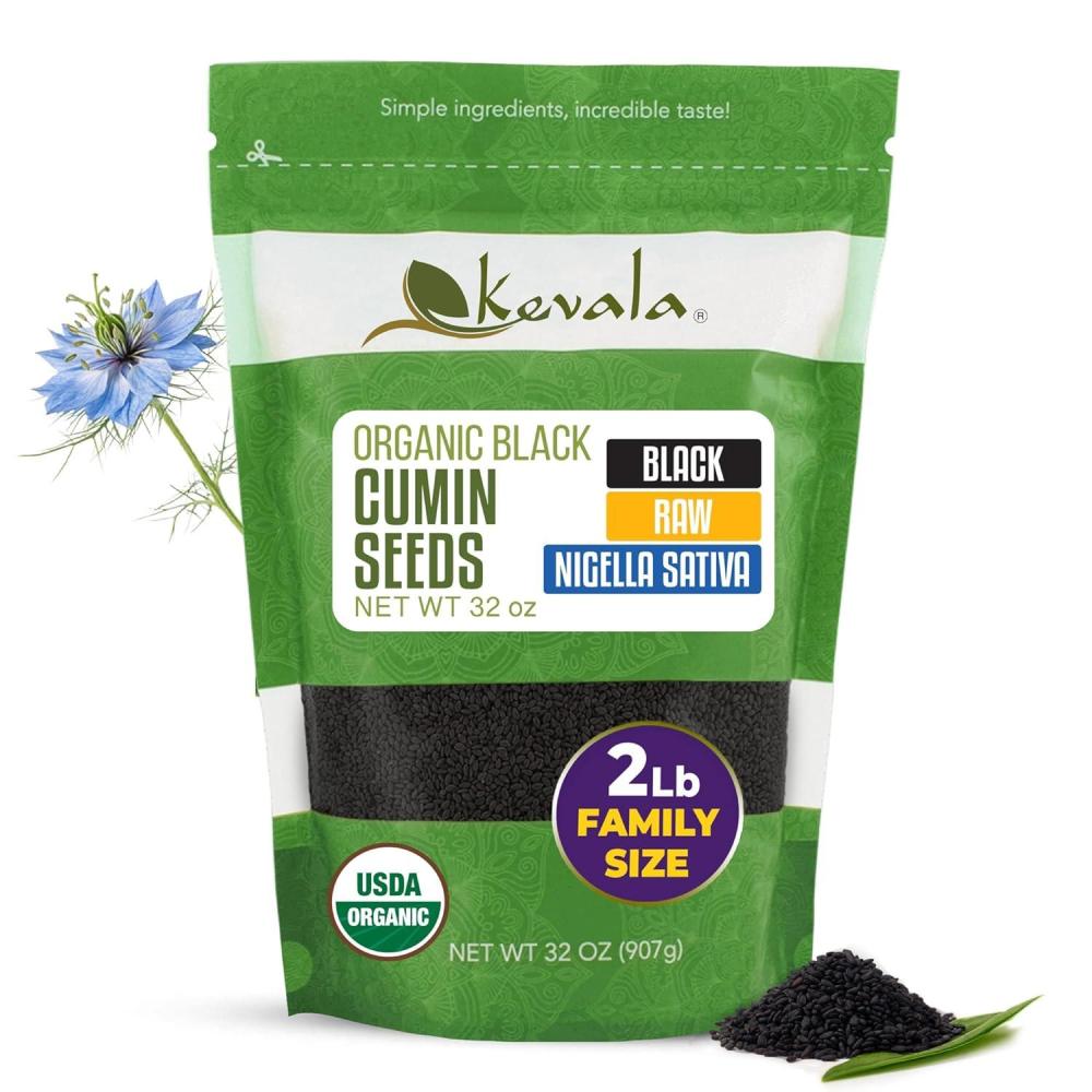 image:imageKevala Organic Black Cumin Seeds Nigella Sativa Raw Seeds for Vegan Diet GlutenFree Spice for Baking and Cooking Topping for Fresh Salads and Snacks nonGMO Project Verified 32 oz 2 lb