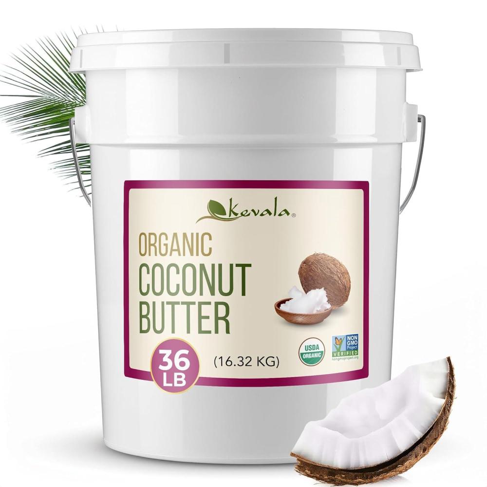 image:imageKevala Organic Coconut Butter For Baking and Cooking Made in USA Creamy Spread for Pancakes Unsalted with No Sugar Added DairyFree Spreadable Coconut Butter Bulk Size for Foodservice 36 lb