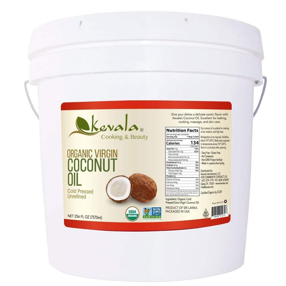 image:imageKevala Organic Coconut Oil  Extra Virgin Oil with High Smoke Point for Baking and Cooking Natural and Fresh Coconut Scent for Body Massages Complements Recipes from Many Cultures Bulk Size 8 lb16 Pound Pack of 1