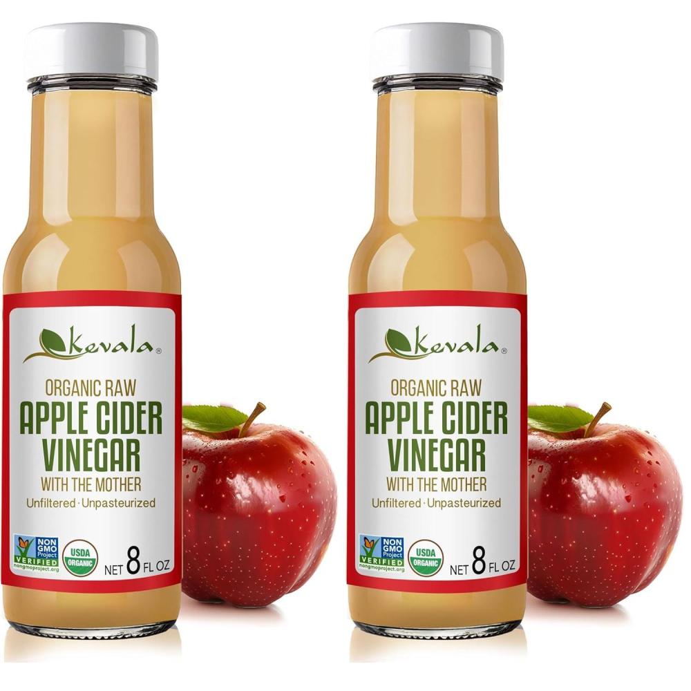 image:imageKevala Organic Raw Apple Cider Vinegar Glass Bottle Unfiltered and Unpasteurized Apple Cider Vinegar with Mother for Cooking Made with Selected Fresh Apples Ingredient for Immunity Shots 8 oz8 Fl Oz Pack of 2