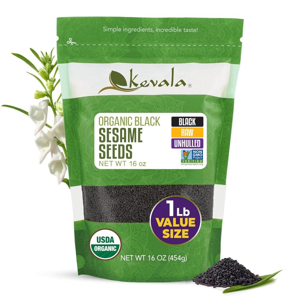 image:imageKevala Organic Raw Black Sesame Seeds Unhulled Allergen Friendly Seeds Made in Facility Free of Peanuts and Tree Nuts Great for Making Tahini and Blending into Smoothies Fresh Taste 1 lb 16 ozNutty