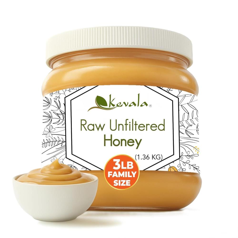 image:imageKevala Raw Unfiltered Honey Pure Honey for Daily Baking and Cooking Authentic Sweetness with no Added Sugar Deliciously Nutritious Addition to Tea and Coffee Natural Skincare Ingredient 3 lb3 Fl Oz Pack of 1