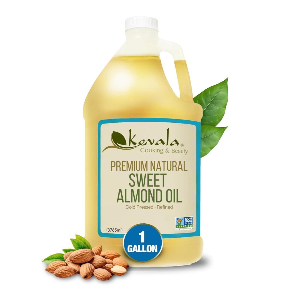 image:imageKevala Sweet Almond Oil Premium Natural Cooking Oil Made with Carefully Selected Almonds Nutritious Option with Light Flavor and Scent Vegetable Salad Dressing Base Enjoyed as a Hair Oil 1 gal