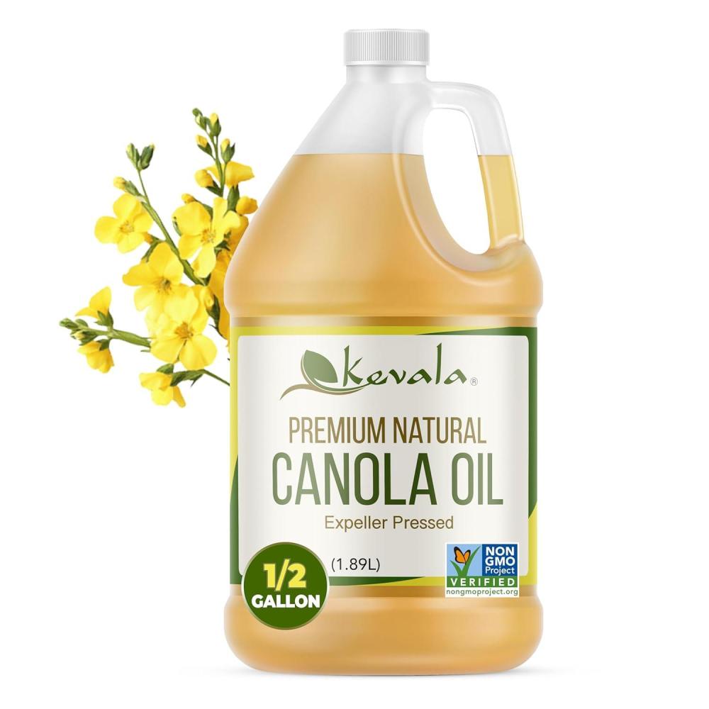 image:imagekevala Canola Oil  Premium Natural Cooking and Baking Oil with Smooth Texture and Light Flavor Delicate Base for Salad Dressing and Dips No Pesticides or Preservatives Used 64 fl oz 12 gal