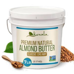 Kevala Almond Butter Creamy – Gluten-Free Spread for Pancakes and Waffles, Nutty Ingredient for Snack Dips and Dressings, Delicious Peanut Butter Substitute with no Preservatives, 7 lb Bucket