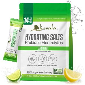 Kevala Electrolytes Powder Packets | Sugar Free Drink Mix Packets with Prebiotics, Potassium & Salt Electrolytes | Keto Hydration Packets | Rehydration Support | 1 Pack (15 Sticks)(Lemon Lime)