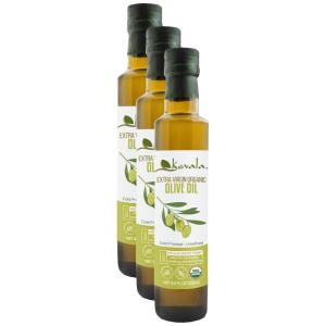 Kevala Extra Virgin Organic Olive Oil: Unrefined Olive Oil with no Additives for Cooking and Baking at Home, Smooth Base for Salad Dressings, Gluten-Free Finishing Touch for Meals, Glass Bottle 8 oz(7.98 Fl Oz (Pack of 3))
