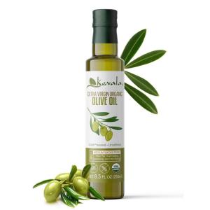 Kevala Extra Virgin Organic Olive Oil: Unrefined Olive Oil with no Additives for Cooking and Baking at Home, Smooth Base for Salad Dressings, Gluten-Free Finishing Touch for Meals, Glass Bottle 8 oz(8 fl oz)