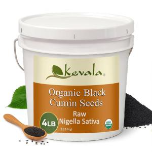 Kevala Organic Black Cumin Seeds – Nigella Sativa Seeds for Cooking and Baking at Home, Ready to Eat Topping in Health-Conscious Diets, Packed with Nutrients for Making Balanced Meals, 4 lb Bucket