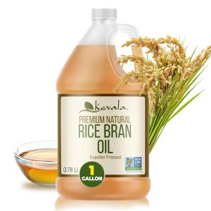 Kevala Rice Bran Oil – Smooth Oil with Delicate Scent and Flavor for Baking, Great for Home and Restaurant Cooking, Packed with Vitamin E and Antioxidants, Bulk Size Bottle 128 fl oz, 1 gal(128 Fl Oz)