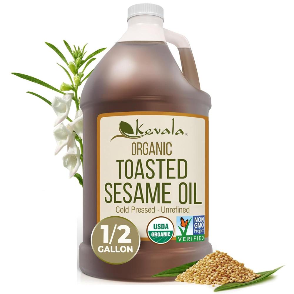 image:imageKevala Organic Toasted Sesame Oil  CholesterolFree Oil with Antioxidants and Essential Vitamins for Daily Cooking and Baking Great in AsianStyle Recipes Kitchen Pantry Essential 12 oz 354 ml64 Fl Oz Pack of 1