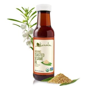 Kevala Organic Toasted Sesame Oil – Cholesterol-Free Oil with Antioxidants and Essential Vitamins for Daily Cooking and Baking, Great in Asian-Style Recipes, Kitchen Pantry Essential, 12 oz, 354 ml(12 Fl Oz (Pack of 1))